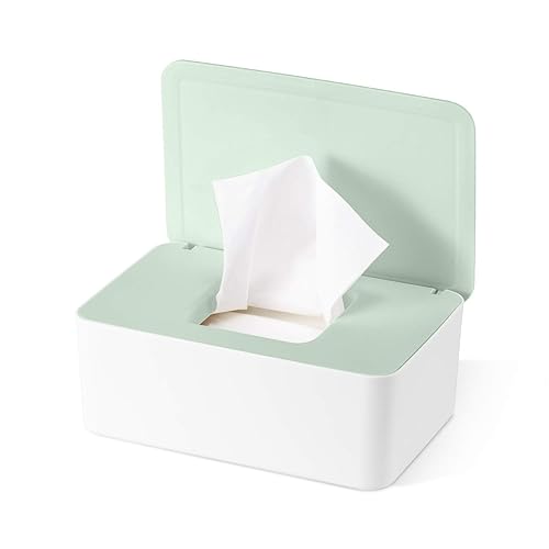 Diaper Wipes Dispenser Baby Wipes Case, Baby Wipe Holder Keeps Wipes Fresh, Non-Slip, Easy Open & Close Wipe Container Green - Jamouz