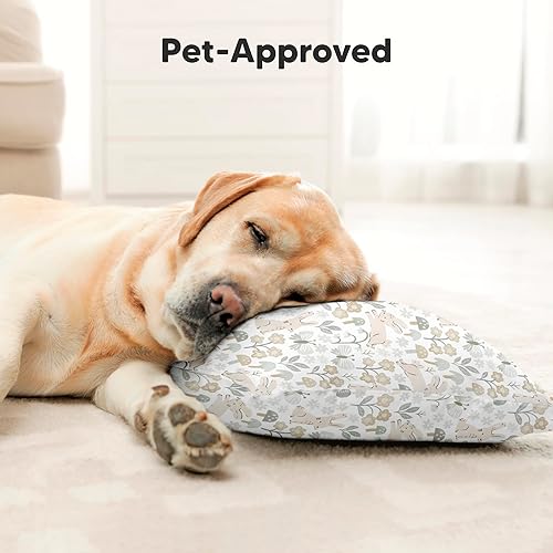 Toddler Pillow with Pillowcase - 13x18 My Little Cuddly Pillow, Viscose Derived From Bamboo Nursery Toddler Pillows for Sleeping,Kids Pillow,Small Travel Pillows,Mini Toddler Bed Pillow (Meadow) - Jamouz