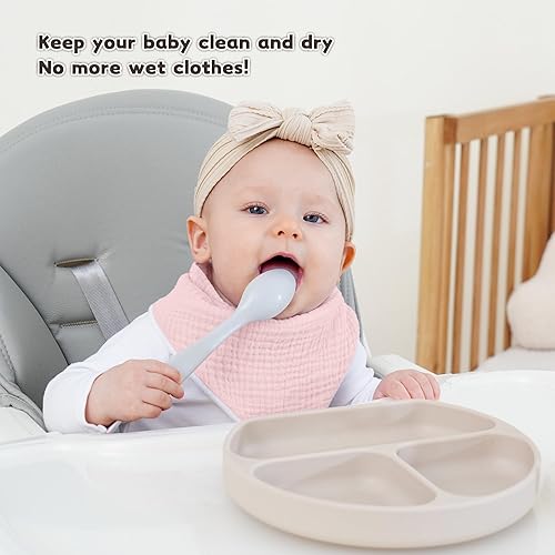 Susurration Muslin Baby Drool Bibs 6Pack Soft Triangular Adjustable Baby Bandana Bibs for Unisex Baby Girls & Boys - Jamouz