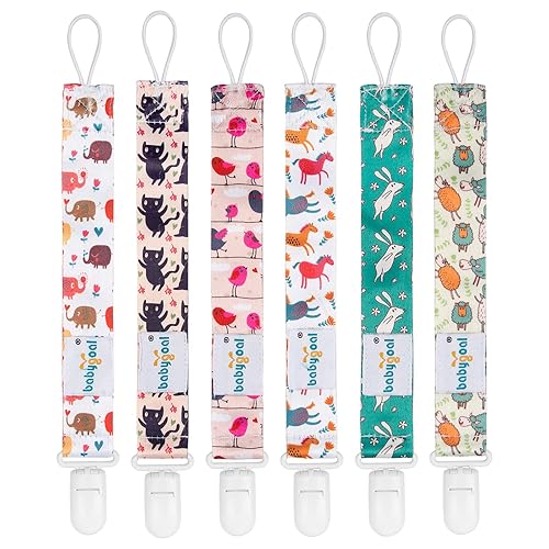 Babygoal Floral Pacifier Clips, 6 Pack Binky Paci Holder Clips and Leash for Boys and Girls Fits for Most Pacifier, Binkie Styles & Baby Teethers & Toys and Gift 6PS21 - Jamouz