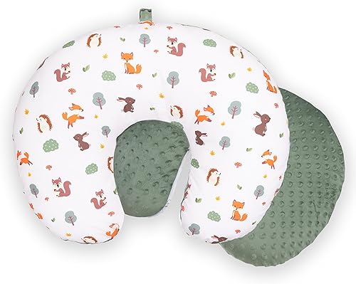 Double-Sided Baby Nursing Pillow Cover Set - 4 Pack - Soft Unisex Breastfeeding Pillow Cover for Girl & Boy with Hanging Loop - Multipurpose Washable Quick-Dry Slipcover Case with Waterproof Liner - Jamouz