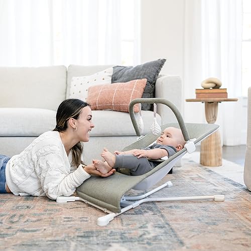 Baby Delight Highland Baby Bouncer | Infant | 0 – 6 Months | 3-Position Recline | Pebble Grey - Jamouz