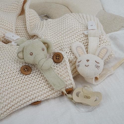 Pacifier Clip, 2 Pack Baby Pacifier Holder for Boys and Girls Fits Many Pacifiers & Baby Teething Toys, Ideal Baby Gift (Puppy & Bunny) - Jamouz