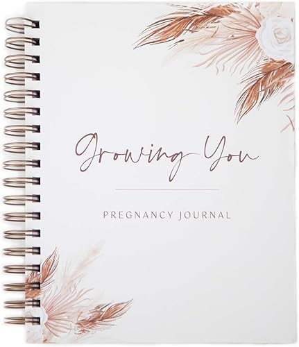 Keepsake Pregnancy Journal w/200+ pages | Boho Themed Pregnancy Planner, Scrapbook and Memory Book | Baby Journal | Birth Planner | 8 Tab Dividers | Brown Twin Spirals | Two Inner Pockets | Ideal Gift - Jamouz