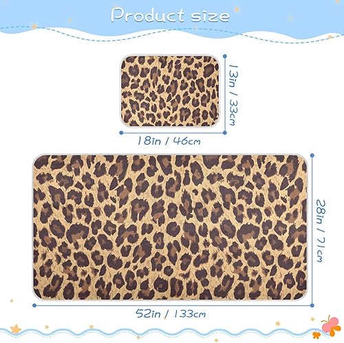 Brown Leopard Texture Baby Bed Pad Mattress Pad Breathable Crib Mattress Protector for Standard Crib Toddler Bed Cover Cooling Mat Pads with Pillowcase for Baby Pets Kids Toddler 52'x28' - Jamouz