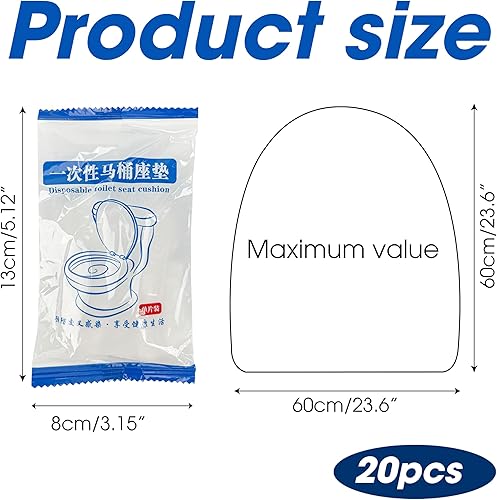 20PCS Plastic Toilet Seat Cover Cushion Protector Mat Large Pack, White Disposable Non-Woven Portable Little Individual Single Package for Adult Home Travel Children Training Environmental Protection - Jamouz