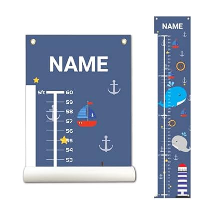 Personalized Kids Canvas Growth Chart, Height Chart, Growth Chart Banner, Train - Jamouz