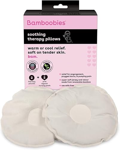 Bamboobies Soothing Nursing Pillows, Daytime Nursing Pads - Reusable, Hot Cold Compress for Breastfeeding- Discreet Leak-Proof Washable Pads for Breastfeeding - 2 Compress Pads, 2 Nursing Pads - Jamouz