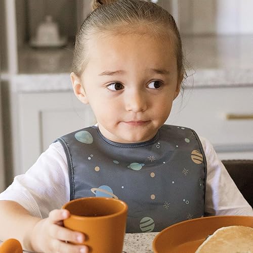 Tiny Twinkle Mess Proof Baby Bib - Waterproof Toddler and Baby Apron Bib - Machine Washable - PFAS and BPA Free - Jamouz