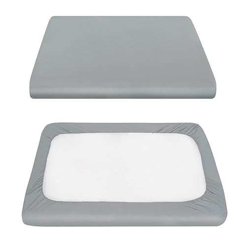 Pack and Play Sheets Fitted, Compatible with 4moms Breeze Plus Playard & Breeze GO Playard, Cotton Pack and Play Sheets Cover, Grey - Jamouz
