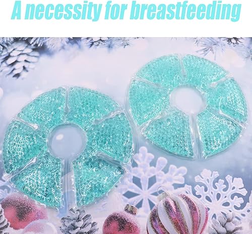 Breast Therapy Ice Packs, Hot and Cold Breast Pads, Breastfeeding Essentials Large Gel Bead Packs for Moms, 2 Pack - Jamouz