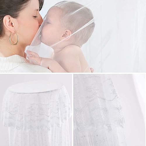 Baby Bed Canopy with Adjustable Clip-on Stand Baby Crib Cot Net Tent Hanging Dome Curtain Netting See Through Mesh Bed Cover Net Stand Rod - Jamouz