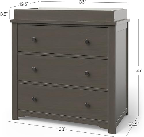 Child Craft Scout 3-Piece Nursery Set, Includes 4-in-1 Convertible Crib, Dresser with Changing Table Topper, and Cozy Glider (Dapper Gray) - Jamouz