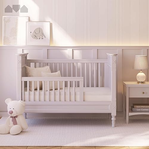 Milliard 2-Inch Ventilated Memory Foam Crib and Toddler Bed Mattress Topper with Removable Waterproof 65-Percent Cotton Non-Slip Cover - 52' x 27' x 2' White - Jamouz