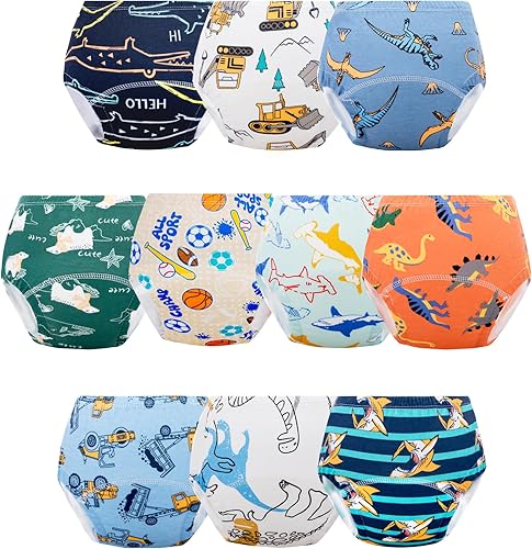 Baby Potty Training Underwear, Cotton Toddler Training Pants for Boys and Girls 2-3 T, 10 Pack, S, Red - Jamouz