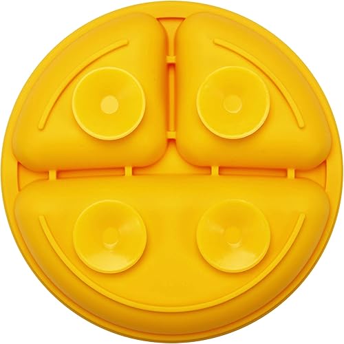 PandaEar Divided Unbreakable Silicone Baby and Toddler Plates - 3 Pack - Non-Slip - Dishwasher and Microwave Safe - Silicone (Blue Green Brown) - Jamouz