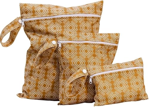 Diaper Wet Dry Bags for Baby Cloth Diapers - 3pcs/set Waterproof Reusable Washable Travel Bags, Gym Bag, Pool, Daycare Soiled Baby Items Yoga Gym Bag for Swimsuits & Wet Clothes (Bear) - Jamouz