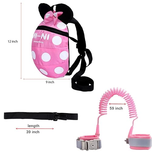 CZSYZCZS Toddlers Leash + Anti Lost Wrist Link Child Kids Safety Harness Kids Walking Wristband Assistant Strap Belt (pink) - Jamouz