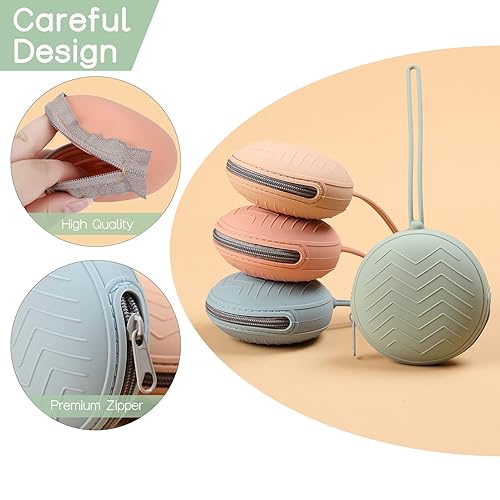 2 Pack Silicone Pacifier Holder Case, BPA-Free Silicone Newborn Pacifier Pouches for Baby Boys & Girls, Portable Silicone Pacifier Container Case (Light Grey/Tradewinds) - Jamouz