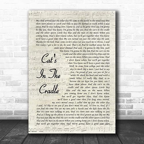 Cat's in The Cradle Vintage Script Song Lyric Print - Jamouz