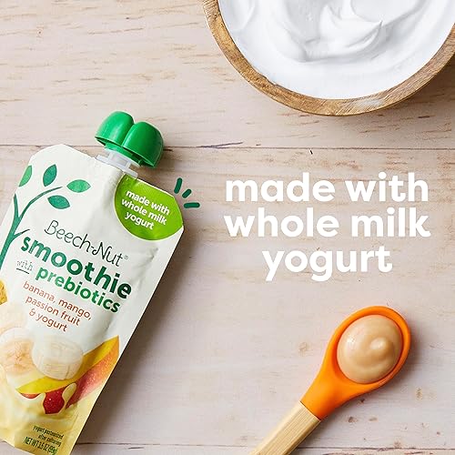 Beech-Nut Toddler Smoothies Variety Pack, Yogurt Smoothies with Prebiotics, Baby & Toddler Food Pouches, 3.5 oz (18 Pack) - Jamouz