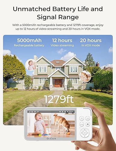 VistaView Smart WiFi Baby Monitor with 2 Cameras- 5” 1080P Split Screen - Jamouz