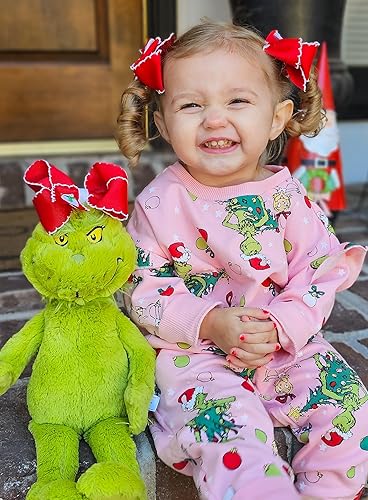 Wee Ones Girls' Classic Grosgrain Moonstitch Edge Hair Bow on a WeeStay Hair Clip, Medium, White with Light Pink - Jamouz