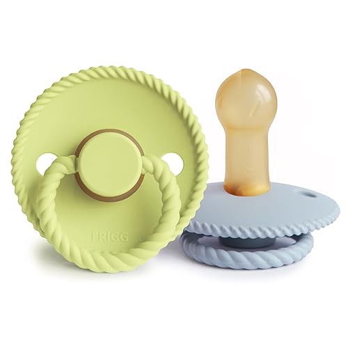 FRIGG Rope Natural Rubber Baby Pacifier | Made in Denmark | BPA-Free (Olive/Sage, 6-18 Months) - Jamouz
