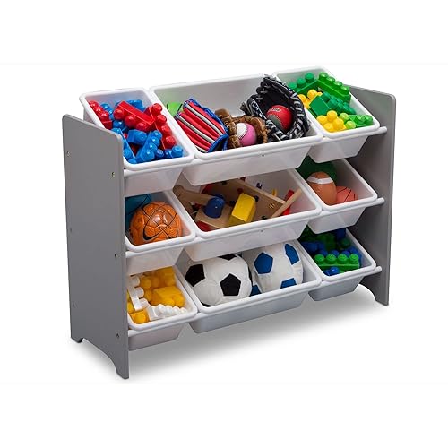Delta Children MySize 9 Bin Plastic Toy Organizer - Greenguard Gold Certified, Grey - Jamouz