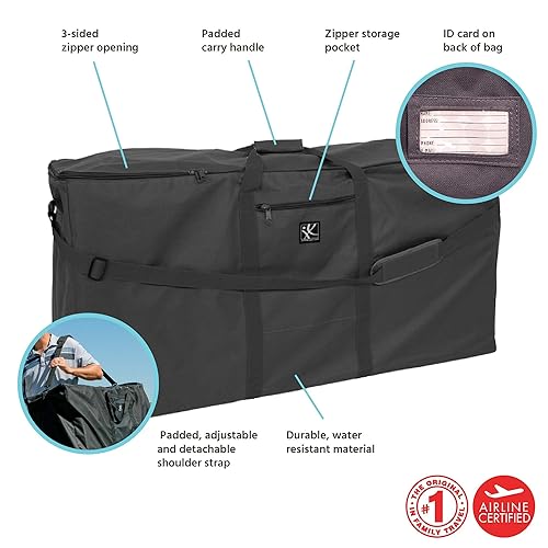 J.L. Childress Stroller Travel Bag for Single & Double Strollers - Durable and Protective Stroller Bag - Carry Handles and Detachable Padded Shoulder Strap - Black - Jamouz