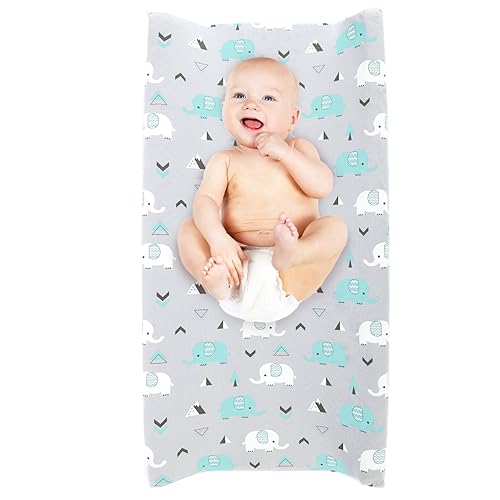 Stretchy Changing Pad Covers for Boys Girls,2 Pack Jersey Knit,Elephant & Whale - Jamouz
