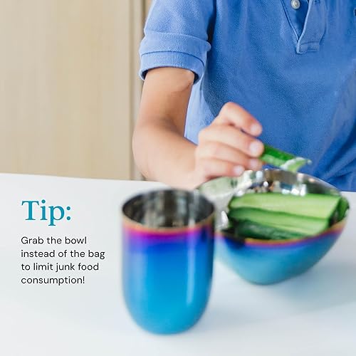 Ahimsa Stainless Steel Bowls for Kids - Pediatrician Designed, 12oz Toddler Bowl, Non Toxic Stainless Steel Snack Bowls Set, Non Plastic Kids Bowl, Dishwasher Safe (Set of 4 Classic) - Jamouz