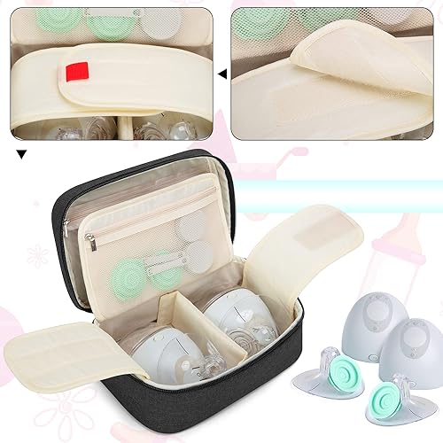 BAFASO Wearable Breast Pump Bag Compatible with Elvie and Momcozy Breast Pump, Case for Wearable Breast Pump and Extra Parts (Patent Pending), Gray - Jamouz