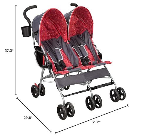 Delta Children LX Side by Side Stroller - with Recline, Storage & Compact Fold, Grey - Jamouz