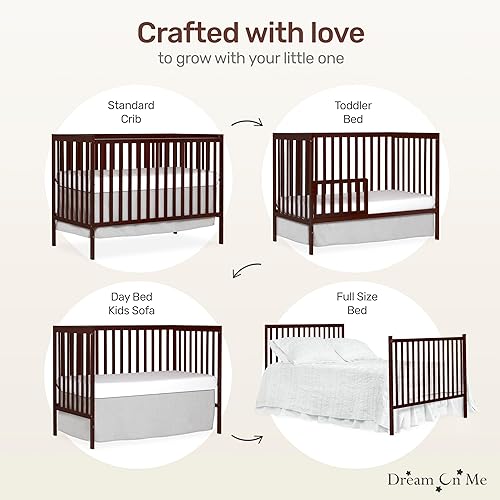 Synergy 5-In-1 Convertible Crib In White, made of New Zealand Pine wood, JPMA & Greenguard Gold Certified, features 3 mattress height settings - Jamouz