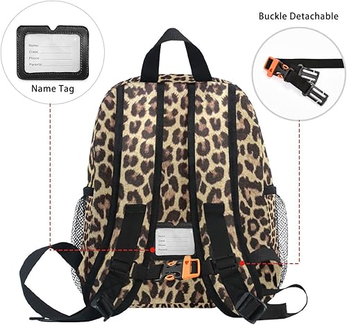 Custom Preschool Backpack with Chest Strap,Personalized Backpack with Name/Text Daycare Bag,Leopard Print Cheetah Animal Nursery Bag Diaper Bag,S - Jamouz