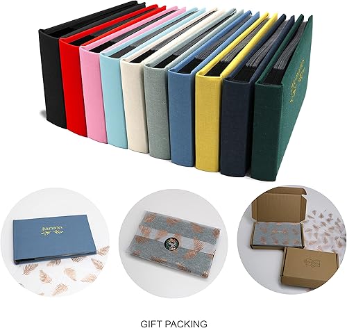 Holoary Small 4x6 Photo Album, Linen Hard Cover, Holds 50 Photos, Black Page Traditional Book Bound, Mini Brag Book Baby Album, Ideal For Wedding, Family Pictures, Gifts, Anniversary (Sky blue) - Jamouz