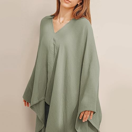 Konssy Muslin Nursing Cover for Breastfeeding, 360° Full Privacy Breathable 100% Cotton Breastfeeding Cover, Multi-use Carseat Canopy - Jamouz