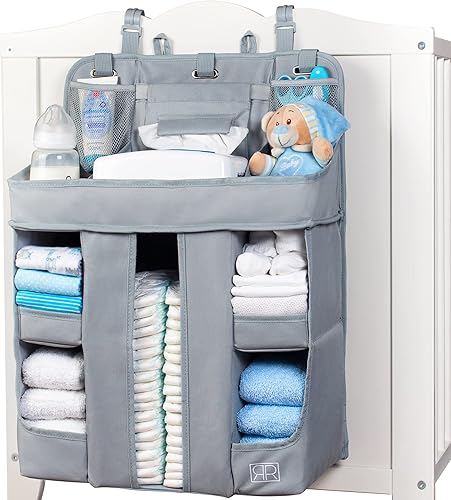 XL Hanging Diaper Caddy Organizer – Reinforced Diaper Stacker for Crib that Keeps Shape for Changing Table, Playard, Wall & Door – Holder for Newborn Baby Girl & Boy - Jamouz