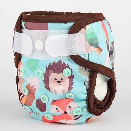 Baby Cloth Diaper Cover Nappy Hook and Loop Double Gusset 6.6lbs to 33lbs (Rabbits Wolves) - Jamouz