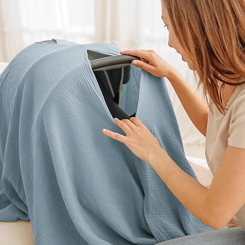 Konssy Muslin Nursing Cover for Breastfeeding, 360° Full Privacy Breathable 100% Cotton Breastfeeding Cover, Multi-use Carseat Canopy - Jamouz