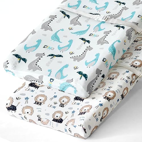 Stretchy Changing Pad Covers for Boys Girls,2 Pack Jersey Knit,Elephant & Whale - Jamouz