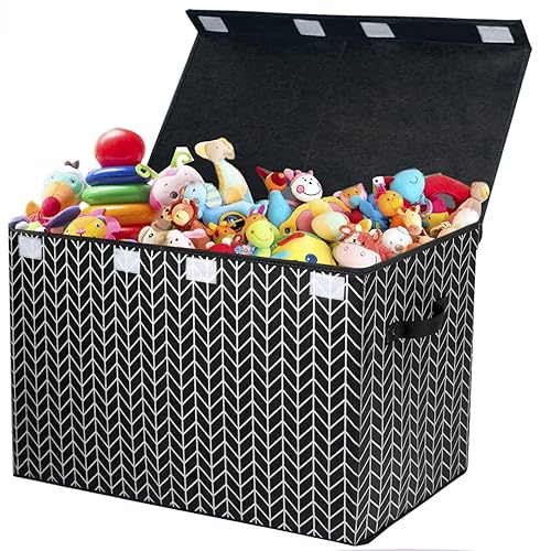 Large Toy Storage Box Chest for Girls Kids, Sturdy Toy Box Bin Organizer Baskets with Lid for Living Room, Nursery, Closet, Bedroom, Playroom 25'x13' x16' (Pink) - Jamouz