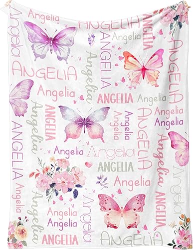 Name Blanket, Personalized Blankets for Kids, Custom Throw Blanket with Name for Adult, Customized Baby Name Blanket, Personalized Baby Gifts for Birthday Christmas (Animals Blankets) - Jamouz