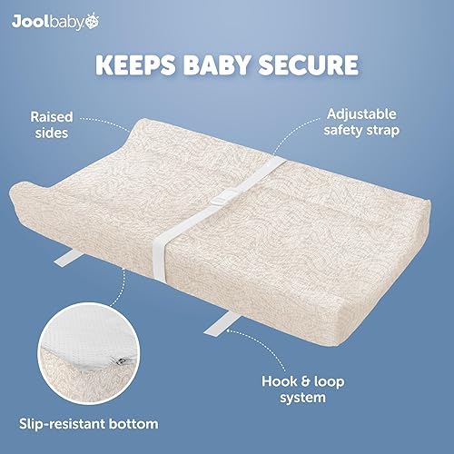 Jool Baby Soft Changing Pad + Washable Cover, Non-Slip - Fits Standard Changing Tables & Dressers (Gray) - Jamouz