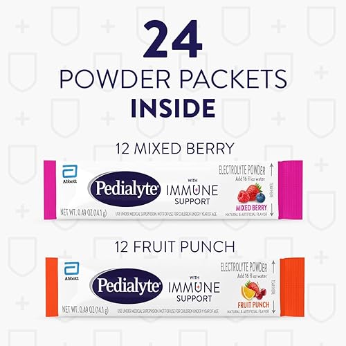 Pedialyte with Immune Support, 36 count, Electrolytes with Vitamin C and Zinc, Advanced Hydration with PreActiv Prebiotics, Fruit Punch, Electrolyte Drink Powder Packets - Jamouz