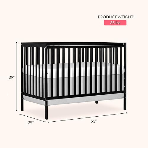 Synergy 5-In-1 Convertible Crib In White, made of New Zealand Pine wood, JPMA & Greenguard Gold Certified, features 3 mattress height settings - Jamouz