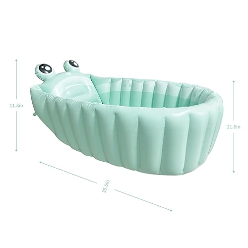 HotMax Inflatable Baby Bathtub Portable Travel Bath Tub for Infants to Toddler Foldable Non Slip Spa Tub with Air Pump (Green) - Jamouz