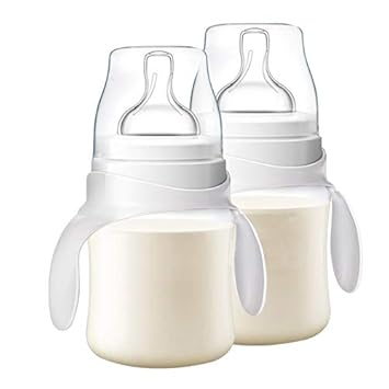 Replacement Bottle Handles Compatible with Avent Anti-Colic Bottle Series (White & Blue, 6 Pack) - Jamouz