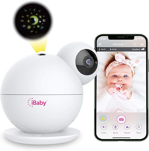 iBaby M8 2K Smart Baby Monitor, 355° Pan 110° Tilt and 2-Way Talk, Video Baby Monitor with Crying and Motion Alerts, Moonlight Projector, Temperature/Humidity Alerts, for iOS/Android - Jamouz